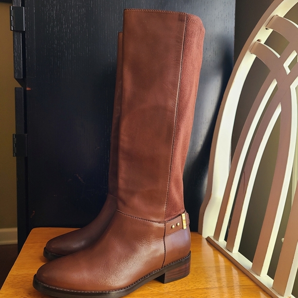 Cole Haan Chestnut Brown Leather Suede Adler Tall Buckle Boots Women's Size 6.5 - Picture 2 of 12